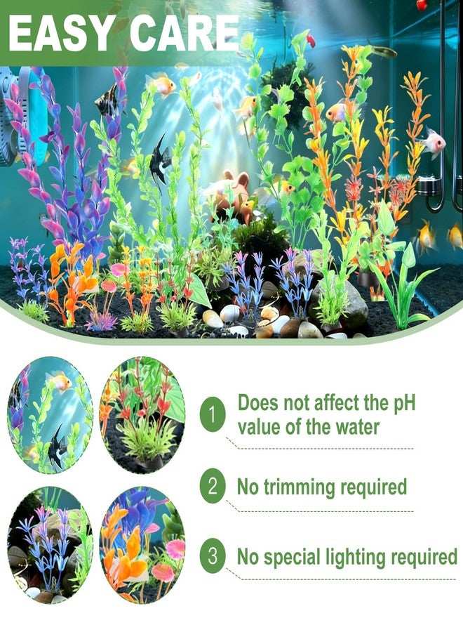 Ninsula Aquarium Plants 16P, Plastic Fish Tank Plants, Different Types Artificial Decor Aquarium Plants, Turtle Tank Decor Set, Fish Decor for Tank (Colorful) - Image 4